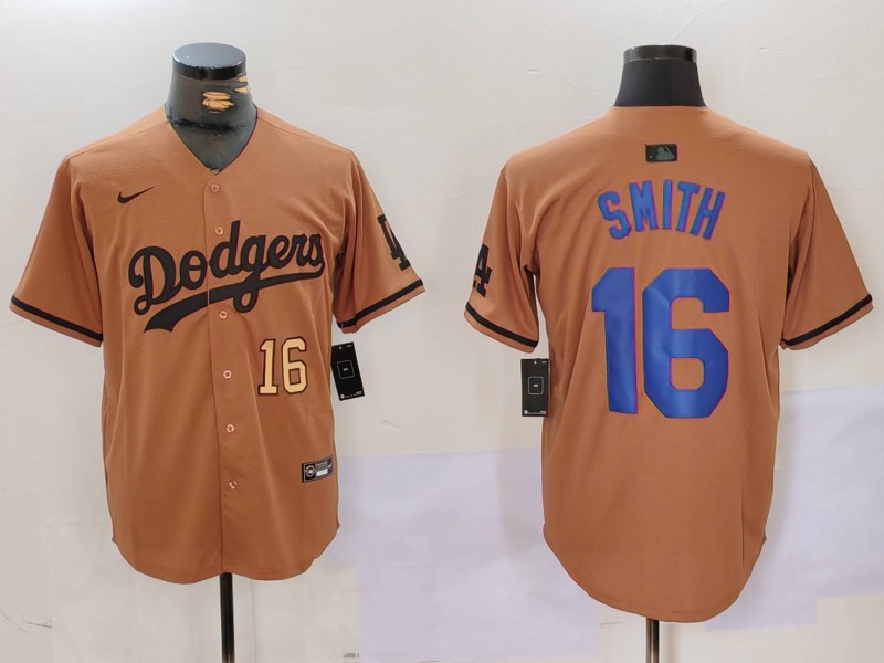 Men Los Angeles Dodgers #16 Smith army green joint name 2024 Nike MLB Jersey style 5